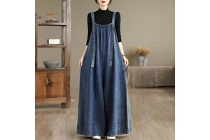 Y2203 Spring, Summer, and Autumn Extended Overalls, Retro Loose and Slimming Denim Overalls, Plus Size Jumpsuit