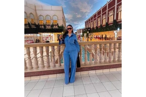 Custom Denim Suit for Women Long Sleeve Lapel Pocket Top + Lace up Straight Jeans Set Outfits for Women Denim Set for Ladies
