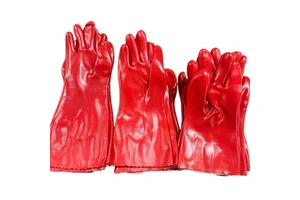 Red Durable PVC Coated Oil Resistant Safety Gloves for General Working Anti Slip Heavy Duty Protection