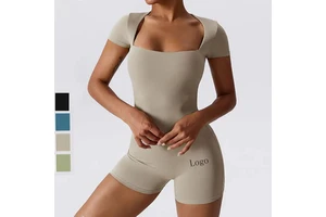 New Fashion Casual Women Jumpsuit Rompers Biker Short One Piece Sets Custom Sport Outfit Woman Fitness Wear Yoga Jumpsuit