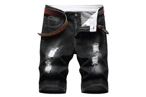 High Quality 100% Cotton Men's Denim Jeans Distressed Shorts Solid Pattern Training Wear Casual Use Hot Sale for Men
