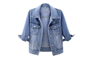 OEM/ODM Women's Summer New Collection Solid Denim Woven Windproof Slim Fit Flattering Silhouette Open-Front Motorcycle Jacket