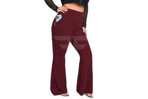 High-Waist Yoga Pants Breathable Waterproof Frayed Edges Pockets 1XL-5XL Plus Size Solid Pattern Elastic Waist High Elasticity