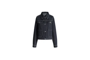 Women's Old Money Casual Biker Style Denim Jacket Black Gold Fast Raw Soft Tailored Waist Fall Winter 2025
