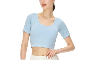 Women's Breathable Yoga & Running Training Fitness Top Detachable Chest Pad Slim Fit Short Sleeve Spandex/Nylon