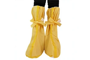 EN14126 TYPE PB3B Disposable Anti-Slip PVC Sole Shoe Boot Cover Bright Yellow PE SMS Safety Overboots