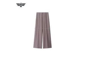 Premium Women's High Waist Wide Leg Pants | Elastic Waist Regular Fit | Breathable Vintage 100% Polyester Full Length Casual |
