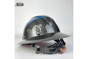 HBC New Full Brim Hard Hat Carbon Fiber Print Construction Industry Head Protection Outdoor Working Safety Helmet