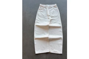 2026 White 15oz Selvedge Raw Denim Slim Fit Distressed Wash Breathable High Street 100% Cotton Spring Jeans