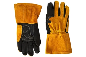 Split for Welding Gloves TIG MIG Heat Resistant Safety Work Gloves Anti-Cut 11 oz Black Palm Yellow Back Reinforced Inset