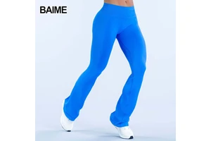 New Flat Waist and Hip Lifting Tight Yoga Bell Bottom Pants, Seamless Loose Thin Straight Leg Pants for Running and Fitness