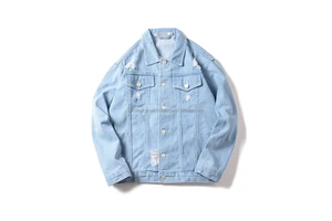Autumn Winter Unisex Vintage Y2K Ripped Striped Leopard Embroidery Streetwear Denim Jacket Trendy Fashion Thin Cowboy Outwear