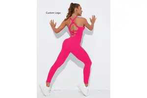 Custom Logo Popular Seamless Jumpsuit Autumn Women's Sleeveless Slim-fit High-waisted Sports Jumpsuit