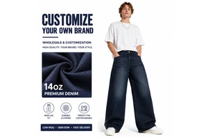 Denim Manufacturer Custom Oversize Vintage Wash Cargo Baggy Wide Leg Denim Pants Jeans For Men