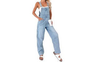 2025 Women's Casual Loose Stretch Adjustable Denim Bib Overalls Jeans Pants Jumpsuits for Summer