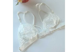 Factory Outlet French-style Breathable Comfortable Wireless Lace Bra Triangle Cups Sexy See-through Lingerie Thin Unpadded Back
