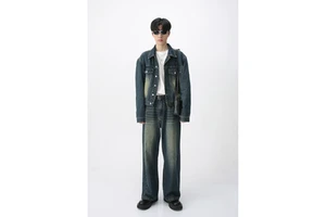 Men's Winter Denim Jacket and Straight-Leg Jeans Set Quick Dry Polyester/Cotton Casual Fit