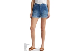 Brand New Women's High Rose Red Skinny Denim Shorts Breathable Washed Casual Stretchy Ripped Design Large Summer Perforated