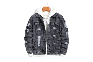 Denim Jacket for Men Winter Washed Windproof Warm Blue Jean Outerwear Standard Trucker Style Button up Streetwear Coat Casual