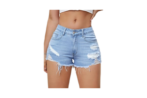 Women Straight Denim Shorts High Waist Regular Fit Distressed Breathable Summer Washed Casual Streetwear Formal Vintage Button