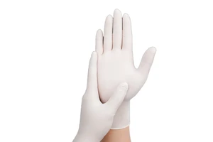 GI 4 Mil Chemical Resistant Powder Free Disposable White Blue 9inch Industrial Work Nitrile Gloves