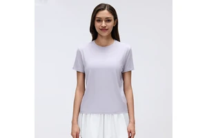 Summer Women's Lightweight Quick-Dry Yoga T-Shirt Breathable Short-Sleeve Crew-Neck T-Shirt Top for Running Fitness