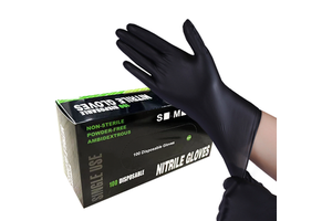 Black Nitrile Gloves 9 Inches Barber Tattoo Shop Beauty Pink Blue Glove Custom Box Powder Free Black Nitrile Gloves