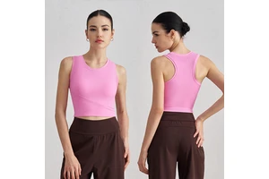 YMR-ADWX1506 Wholesale Sports Vest Women Ribbed Breathable Comfort Sports Bra Fixed One Cup Yoga Vest