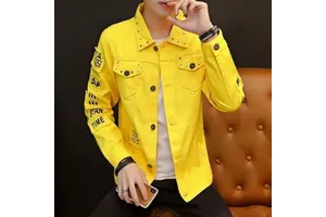 Men's Winter Denim Jacket Slim Fit Breathable 100% Cotton Casual Front Logo