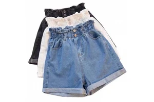 S~5XL Women's Summer Wear New Fashion Plus Size Elastic Waisted Loose Fitting High Waisted Hot Denim Shorts Cheap Wholesale