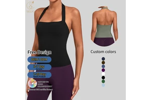 New Custom Spandex Halter Neck Yoga Tank Top Racerback Activewear Tight Yoga Bras High Quality Womens Workout Sports Vest