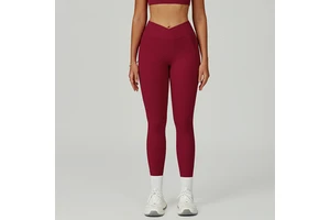 Wholesale Custom Logo Women's High Waist Gym Pants Slim Scrunch Butt Bound Feet Sports Leggings Nude Hip Lift Feeling Cross Yoga