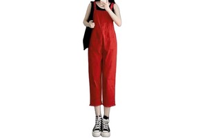 Personalized Red Women's Plus Size Vintage Hip Hop Jumpsuits Casual Regular Overalls Cargo Pants Eco-Friendly Denim High Summer