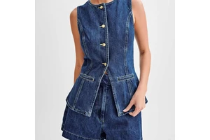 Women's Casual Sleeveless High Waist Denim Suit Fashion for Europe United States