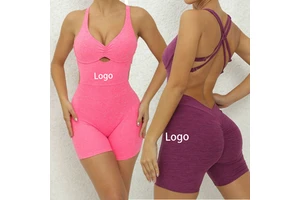 Cross-Back Adjustable Hollow-Out One-Piece Yoga Dance Fitness Sports Jumpsuit Plus Size Sweat-Wicking