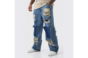 Customized Wholesale Fashion Denim Trousers Men's Loose Fit High Street Popular Men's Streetwear Pants Jeans