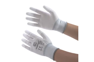 Myesde Customized Logo 13G Knitted Polyester EN388 Finger Coated PU Black 0.9-1mm Anti-Static ESD Cleanroom Safety Gloves