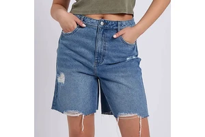 Custom Women's Vintage Sexy Y2K Printed Patchwork Distressed Tassel Washed Streetwear Denim Shorts Regular Fit Summer Casual