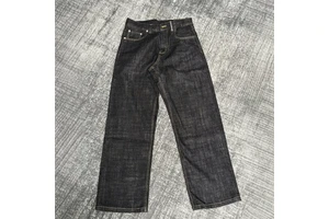 2026 Black 145oz Raw Selvedge Quality Medium Wash Mid Waist Loose Fit Straight-Leg Wide-Leg A-Line Denim Trousers For Men