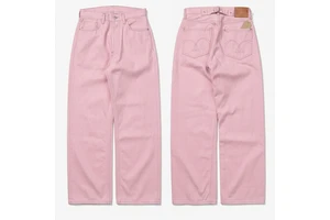 14-16oz Pink Rigid Denim Women's Heavyweight Selvedge Wide Leg Breathable Casual Y2K Vintage Streetwear Fashion Trousers Denim