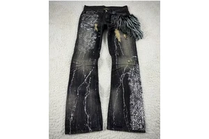 SOONREE Rockstar Men's Distressed Summer High Street Flare Jeans Denim Pants Streetwear Trousers Wholesale