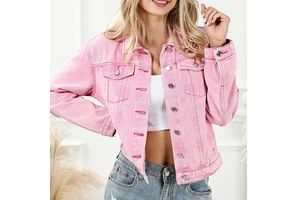Polyester/Cotton Denim Jacket Women Autumn Quilted Casual Solid Color Pocket High Quality Standard Thickness