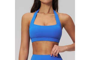 Halter Neck Backless High Quality Nylon Spandex Women'S Removable Pads Fitness Yoga Bra Gym Wear