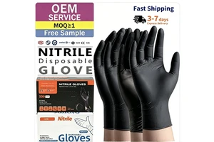 Chinese Customizable Disposable Protective Gloves Extra-thick Abrasion-resistant Diamond-patterned Nitrile Non-slip