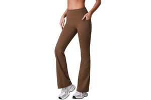 Women's High Waist Hip Lifting Flared Leg Yoga Pants Outerwear Slimming Stretchy Fitness