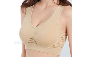 Padded Breathable Athletic Sports Bra with Front Logo for Women Gym Workout High Support Wireless Seamless Fitness Top Wear