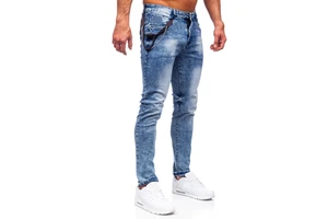 Modern Men Vintage Straight Denim Pants Rivet Dark Wash Jeans Stylish Urban Trousers Versatile Everyday Clothing Global Export