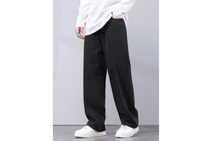 Men's Casual Plus Size Jeans Solid Color Loose Straight Mid Waist Breathable Light Washed Denim for Spring Summer Autumn ODM