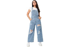 Fashion Versatile Jean Jumpsuits Women Wide Leg Overalls Loose Strap Pants Denim Jumpsuit Women 2024