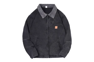 LEDUO High Quality Men's Vintage Casual Denim Jacket Custom Embroidered Logo Stone Wash Durable Stylish Workwear Reversible